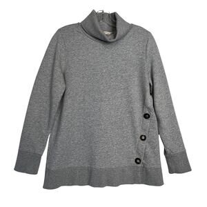 Soft Surroundings Lidia Long Sleeve Turtleneck Pullover Shirt Sweatshirt Gray